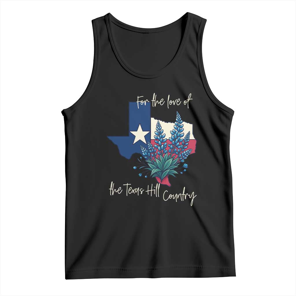 For the Love of the Texas Hill Country Tank Top Bluebonnet Floral Patriotic Flag TS02 Black Print Your Wear