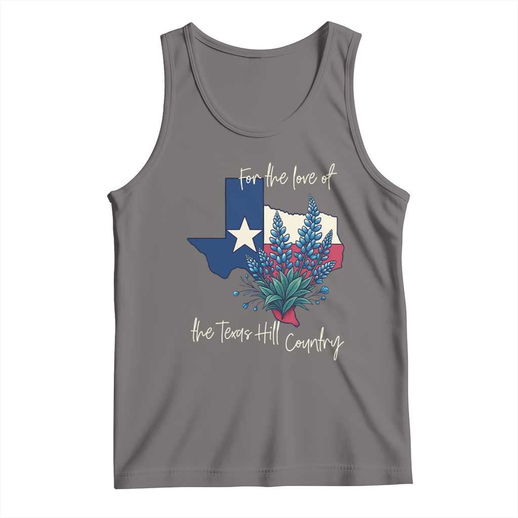 For the Love of the Texas Hill Country Tank Top Bluebonnet Floral Patriotic Flag TS02 Deep Heather Print Your Wear