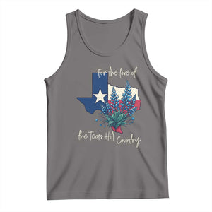 For the Love of the Texas Hill Country Tank Top Bluebonnet Floral Patriotic Flag TS02 Deep Heather Print Your Wear