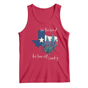 For the Love of the Texas Hill Country Tank Top Bluebonnet Floral Patriotic Flag TS02 Red Print Your Wear