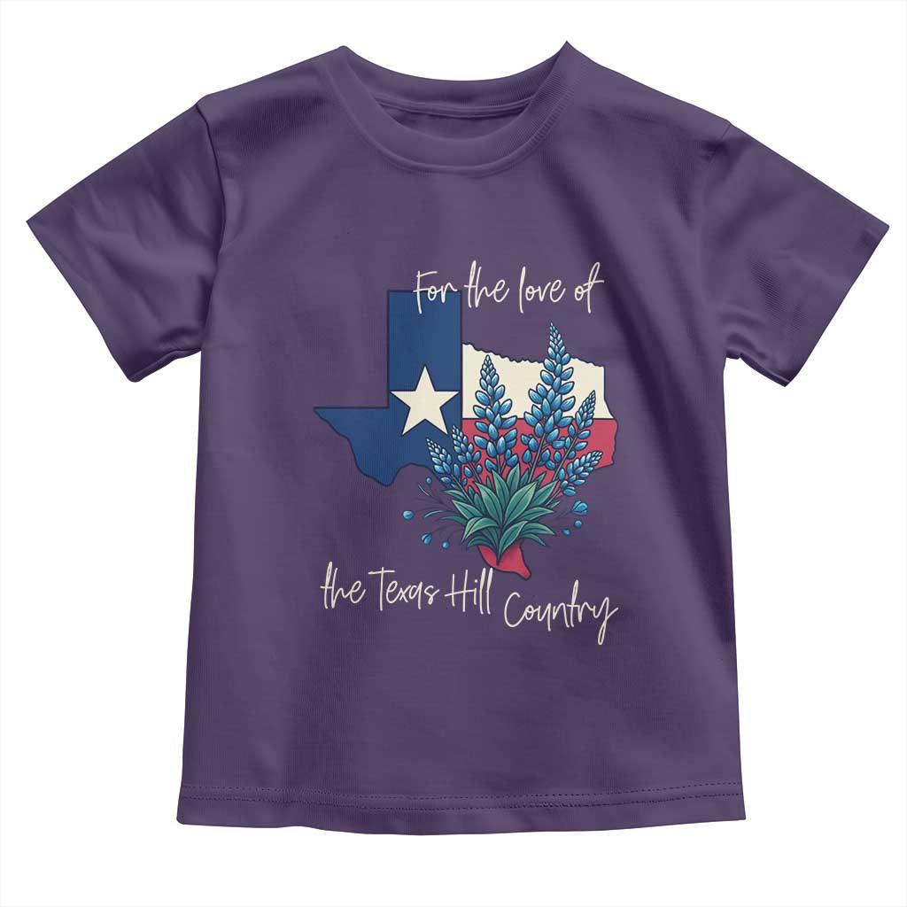 For the Love of the Texas Hill Country Toddler T Shirt Bluebonnet Floral Patriotic Flag TS02 Purple Print Your Wear