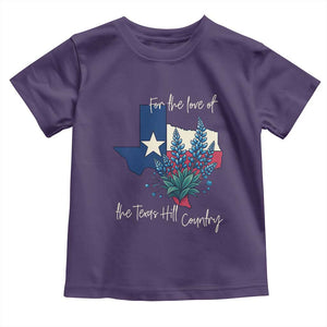 For the Love of the Texas Hill Country Toddler T Shirt Bluebonnet Floral Patriotic Flag TS02 Purple Print Your Wear