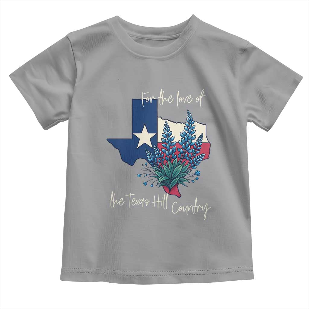 For the Love of the Texas Hill Country Toddler T Shirt Bluebonnet Floral Patriotic Flag TS02 Sport Gray Print Your Wear