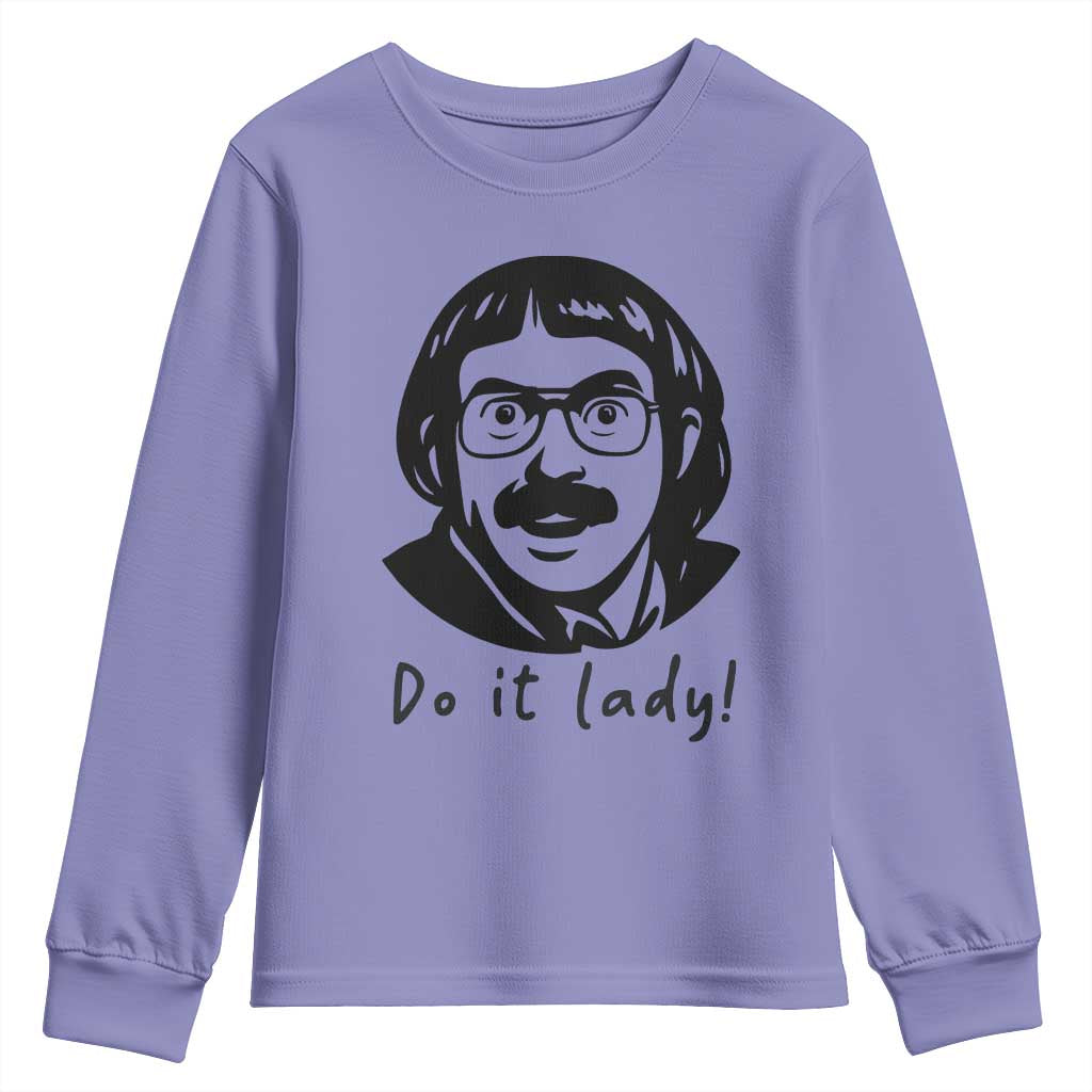 Funny Do It Lady Youth Sweatshirt Mustache Guy Meme Parody TS02 Violet Print Your Wear