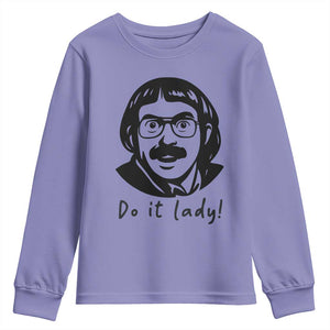 Funny Do It Lady Youth Sweatshirt Mustache Guy Meme Parody TS02 Violet Print Your Wear