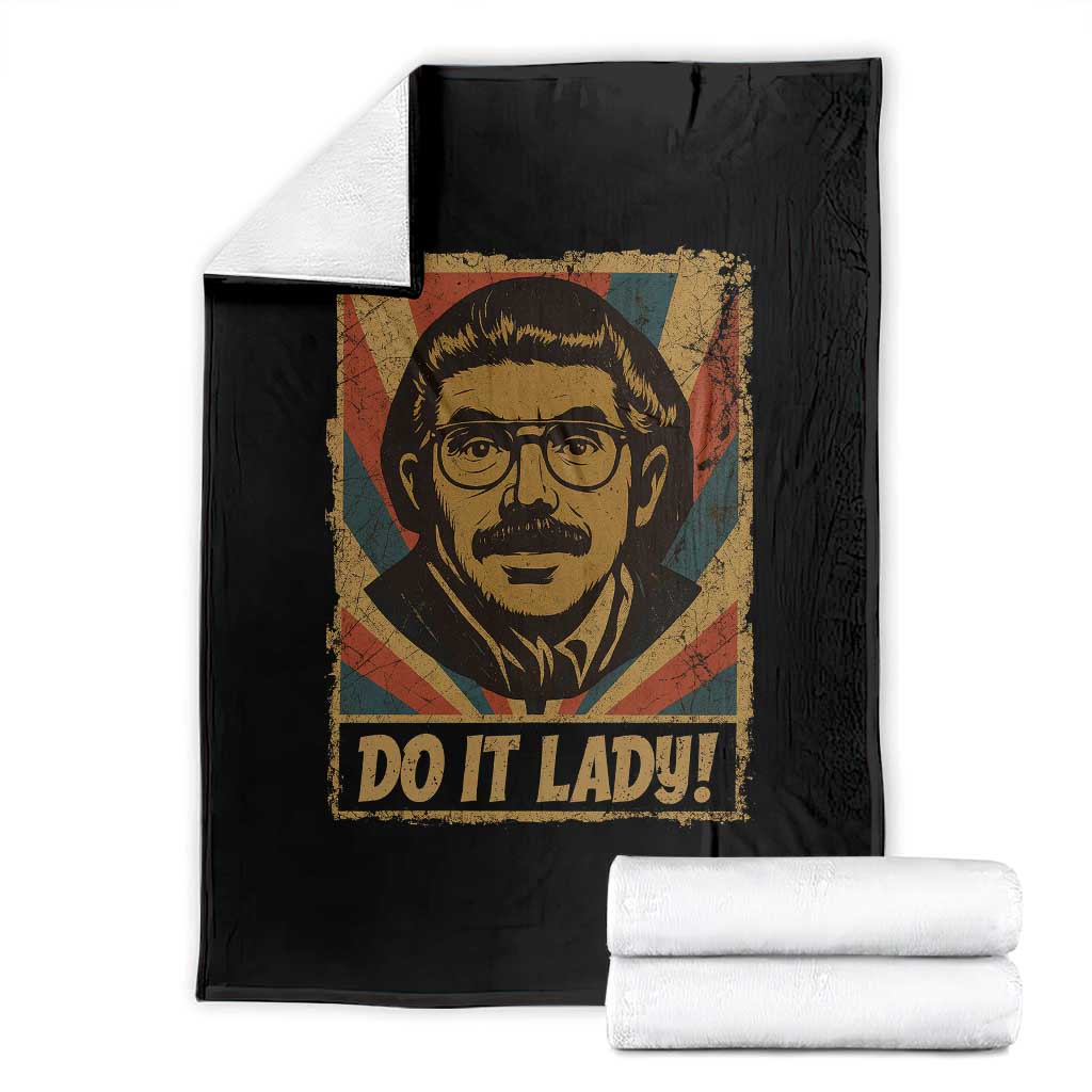 Funny Do It Lady Vintage Throw Blanket Retro 70s Mustache Guy Meme Parody TS02 Black Print Your Wear
