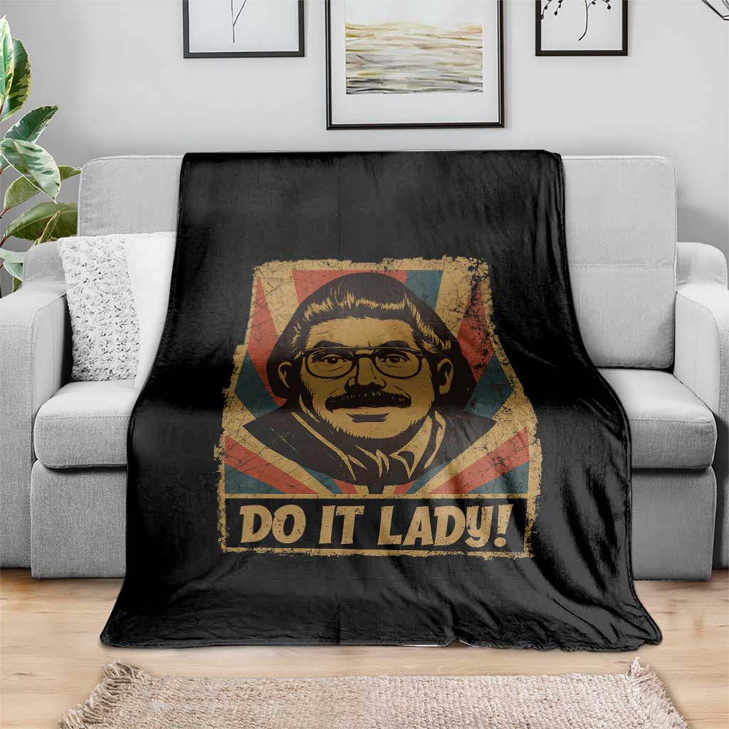 Funny Do It Lady Vintage Throw Blanket Retro 70s Mustache Guy Meme Parody TS02 Print Your Wear