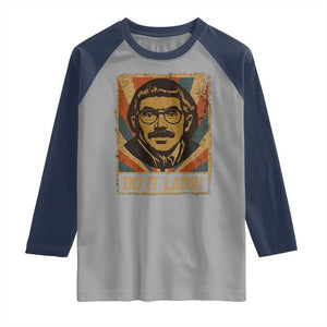 Funny Do It Lady Vintage Raglan Shirt Retro 70s Mustache Guy Meme Parody TS02 Sport Gray Navy Print Your Wear
