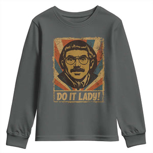 Funny Do It Lady Vintage Youth Sweatshirt Retro 70s Mustache Guy Meme Parody TS02 Dark Heather Print Your Wear