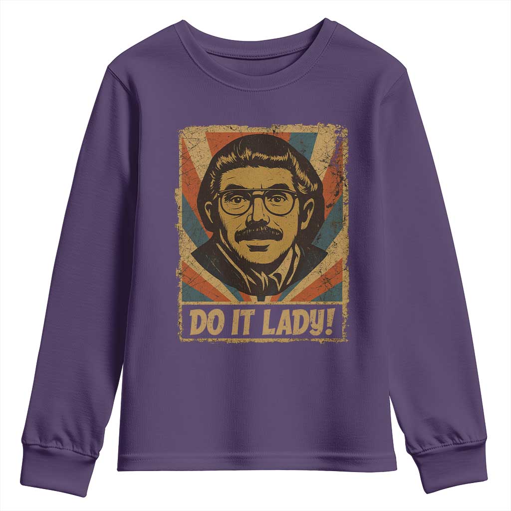 Funny Do It Lady Vintage Youth Sweatshirt Retro 70s Mustache Guy Meme Parody TS02 Purple Print Your Wear