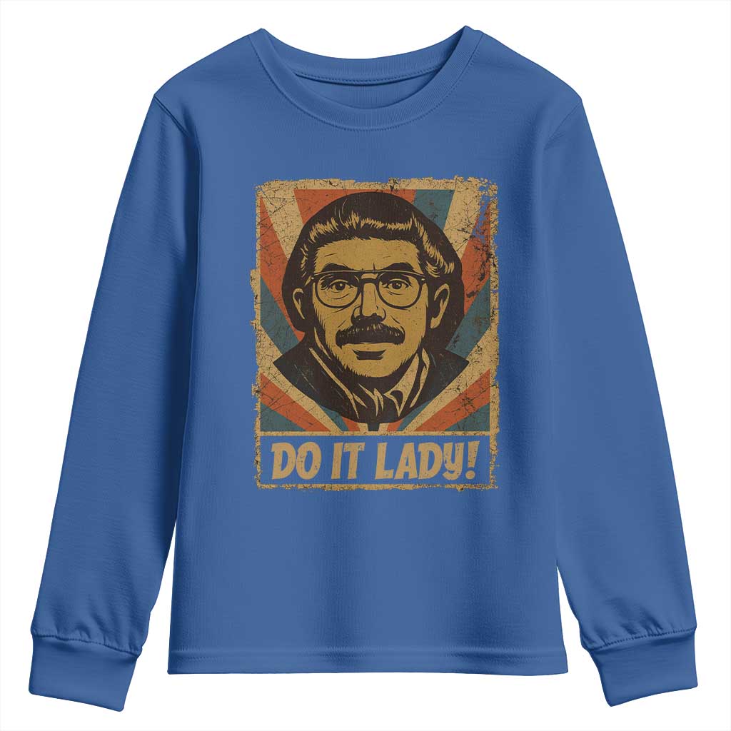 Funny Do It Lady Vintage Youth Sweatshirt Retro 70s Mustache Guy Meme Parody TS02 Royal Blue Print Your Wear