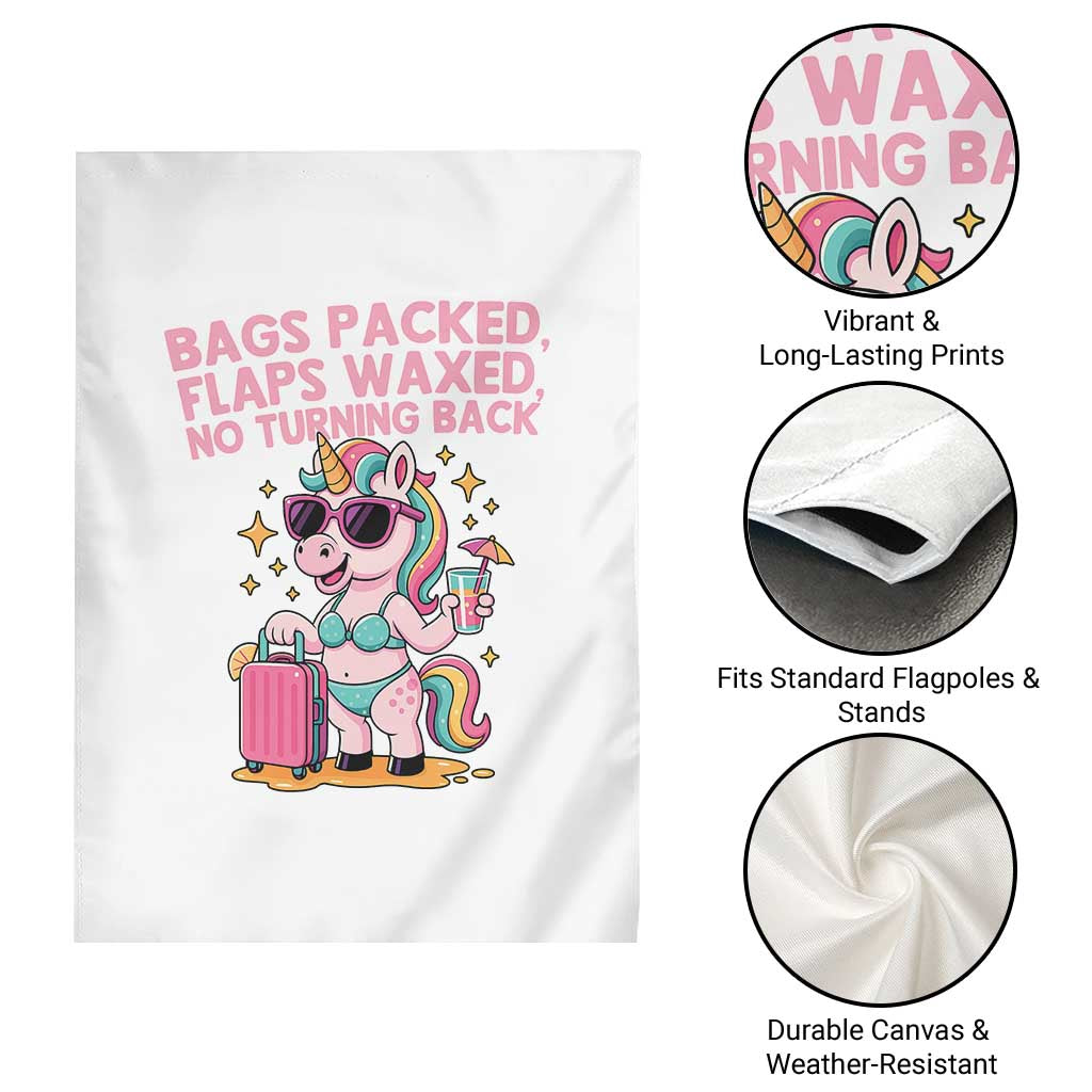 Funny Girls Trip Unicorn Garden Flag Bags Packed Flaps Waxed No Turning Back Bikini Vacation Bachelorette TS02 Print Your Wear