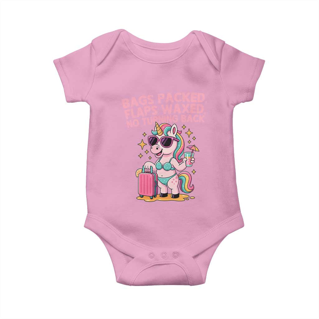 Funny Girls Trip Unicorn Baby Onesie Bags Packed Flaps Waxed No Turning Back Bikini Vacation Bachelorette TS02 Light Pink Print Your Wear