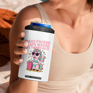 Funny Girls Trip Unicorn 4 in 1 Can Cooler Tumbler Bags Packed Flaps Waxed No Turning Back Bikini Vacation Bachelorette TS02 Print Your Wear