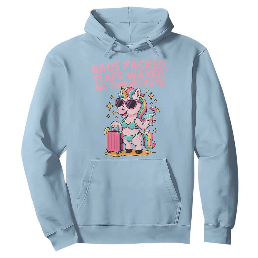 Funny Girls Trip Unicorn Hoodie Bags Packed Flaps Waxed No Turning Back Bikini Vacation Bachelorette TS02 Light Blue Print Your Wear