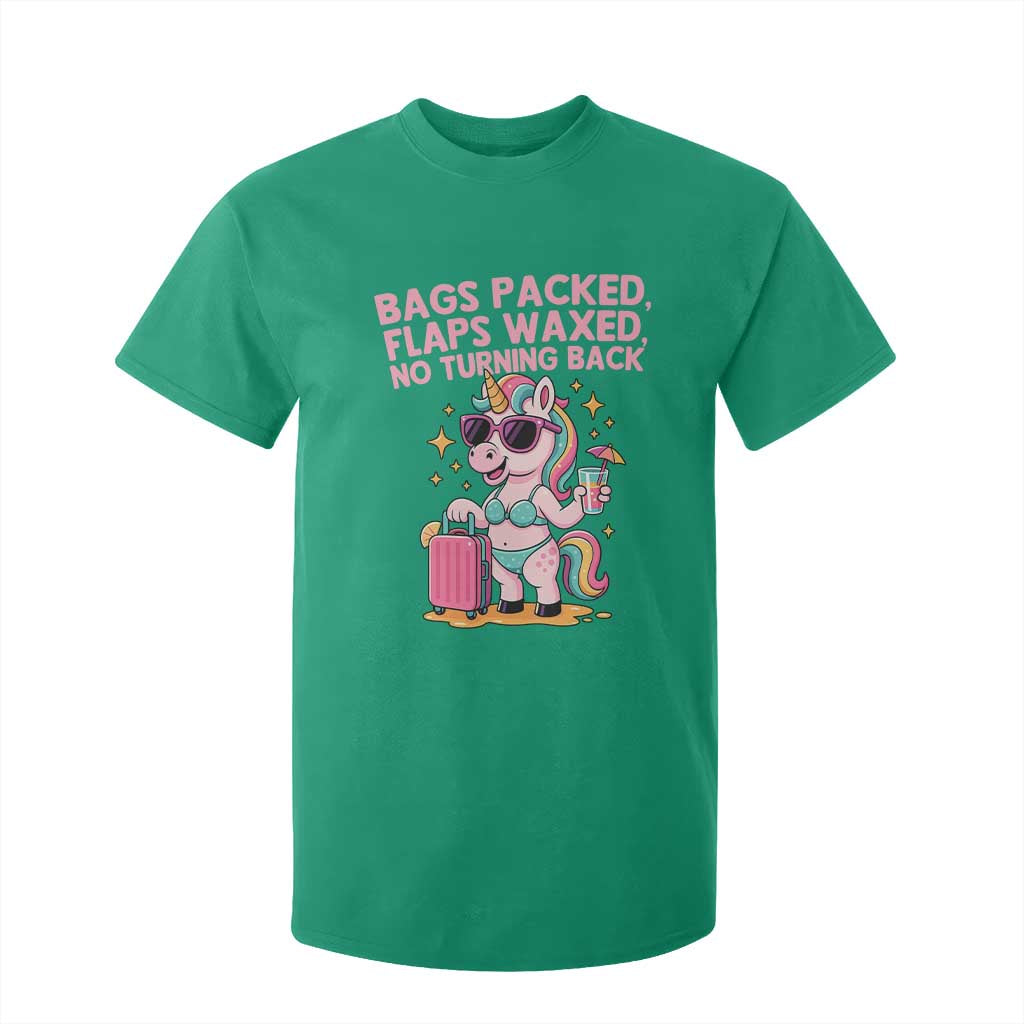 Funny Girls Trip Unicorn T Shirt For Kid Bags Packed Flaps Waxed No Turning Back Bikini Vacation Bachelorette TS02 Irish Green Print Your Wear