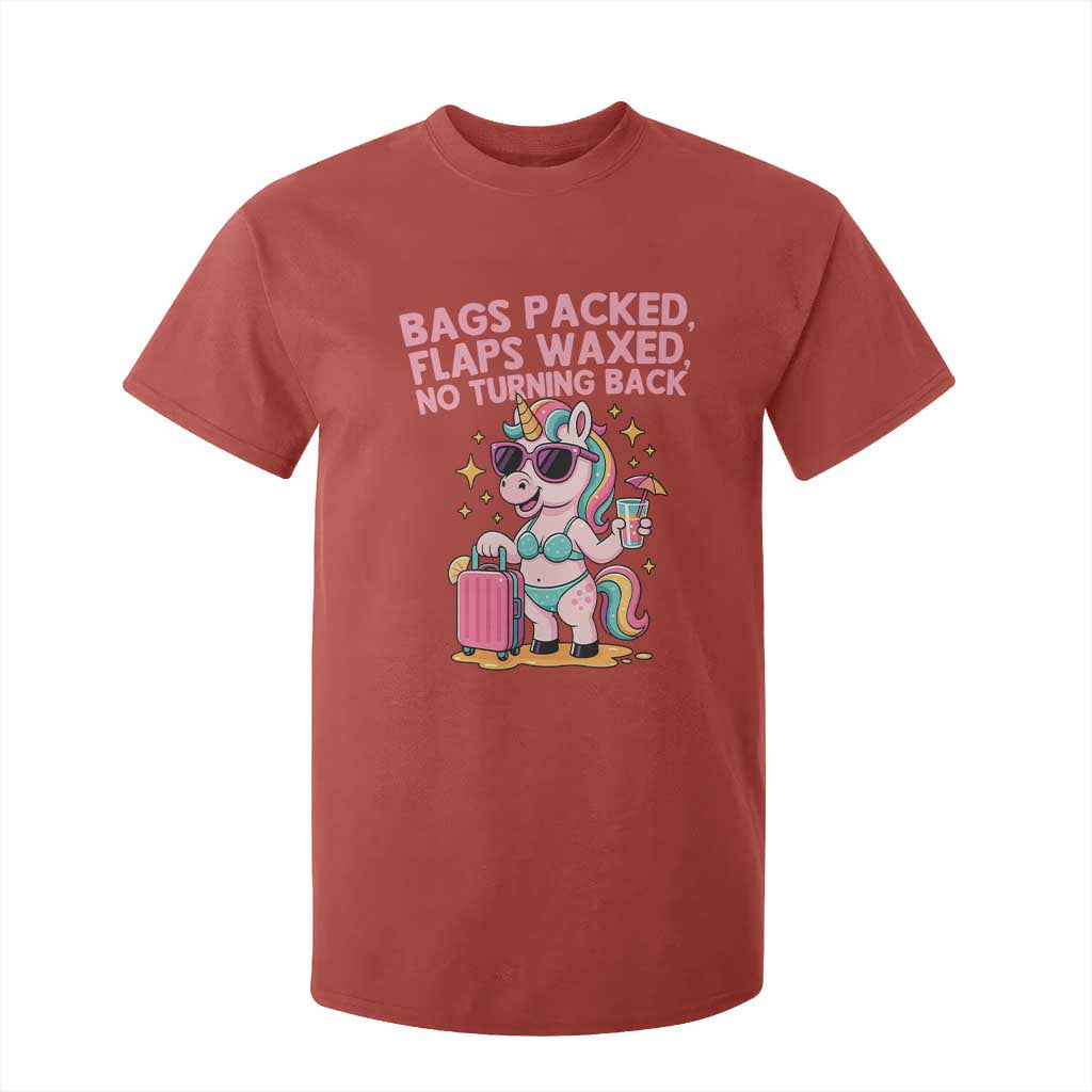 Funny Girls Trip Unicorn T Shirt For Kid Bags Packed Flaps Waxed No Turning Back Bikini Vacation Bachelorette TS02 Red Print Your Wear