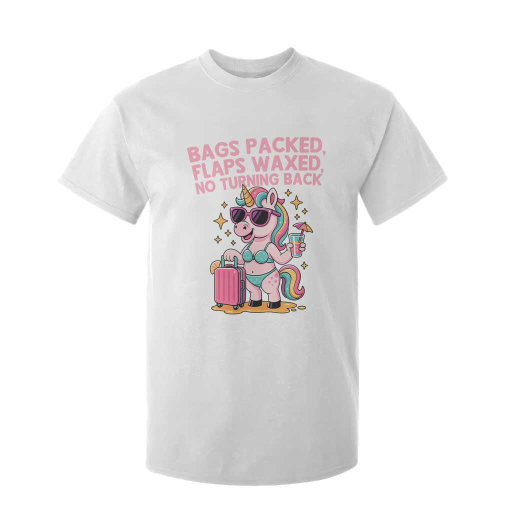 Funny Girls Trip Unicorn T Shirt For Kid Bags Packed Flaps Waxed No Turning Back Bikini Vacation Bachelorette TS02 White Print Your Wear