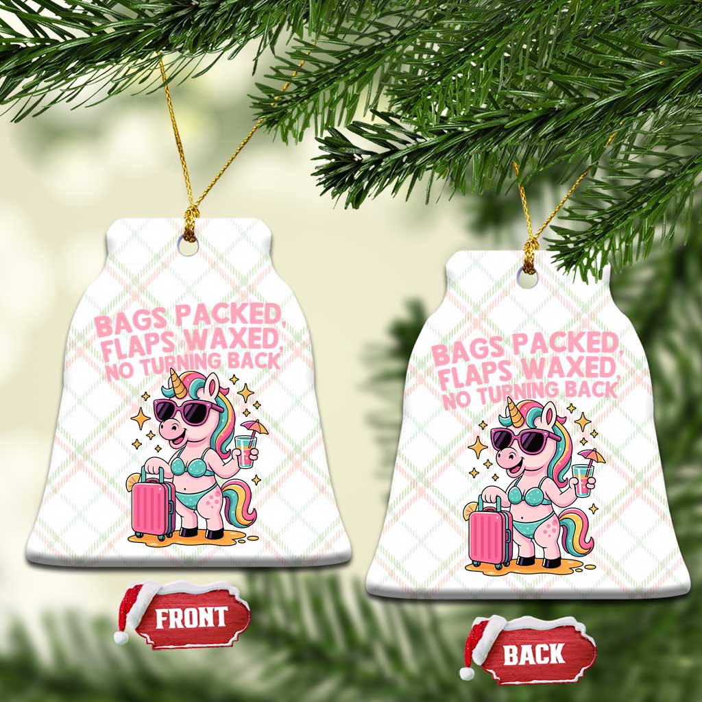 Funny Girls Trip Unicorn Ceramic Ornament Bags Packed Flaps Waxed No Turning Back Bikini Vacation Bachelorette TS02 Print Your Wear