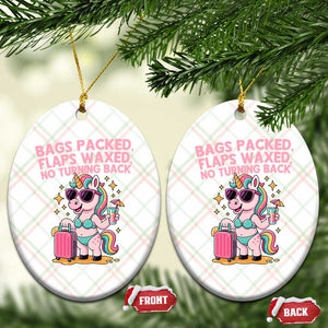 Funny Girls Trip Unicorn Ceramic Ornament Bags Packed Flaps Waxed No Turning Back Bikini Vacation Bachelorette TS02 Print Your Wear