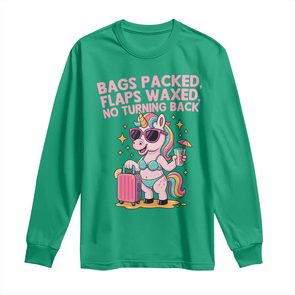 Funny Girls Trip Unicorn Long Sleeve Shirt Bags Packed Flaps Waxed No Turning Back Bikini Vacation Bachelorette TS02 Irish Green Print Your Wear