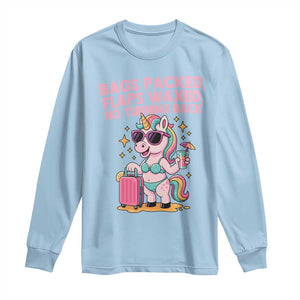 Funny Girls Trip Unicorn Long Sleeve Shirt Bags Packed Flaps Waxed No Turning Back Bikini Vacation Bachelorette TS02 Light Blue Print Your Wear