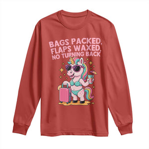 Funny Girls Trip Unicorn Long Sleeve Shirt Bags Packed Flaps Waxed No Turning Back Bikini Vacation Bachelorette TS02 Red Print Your Wear