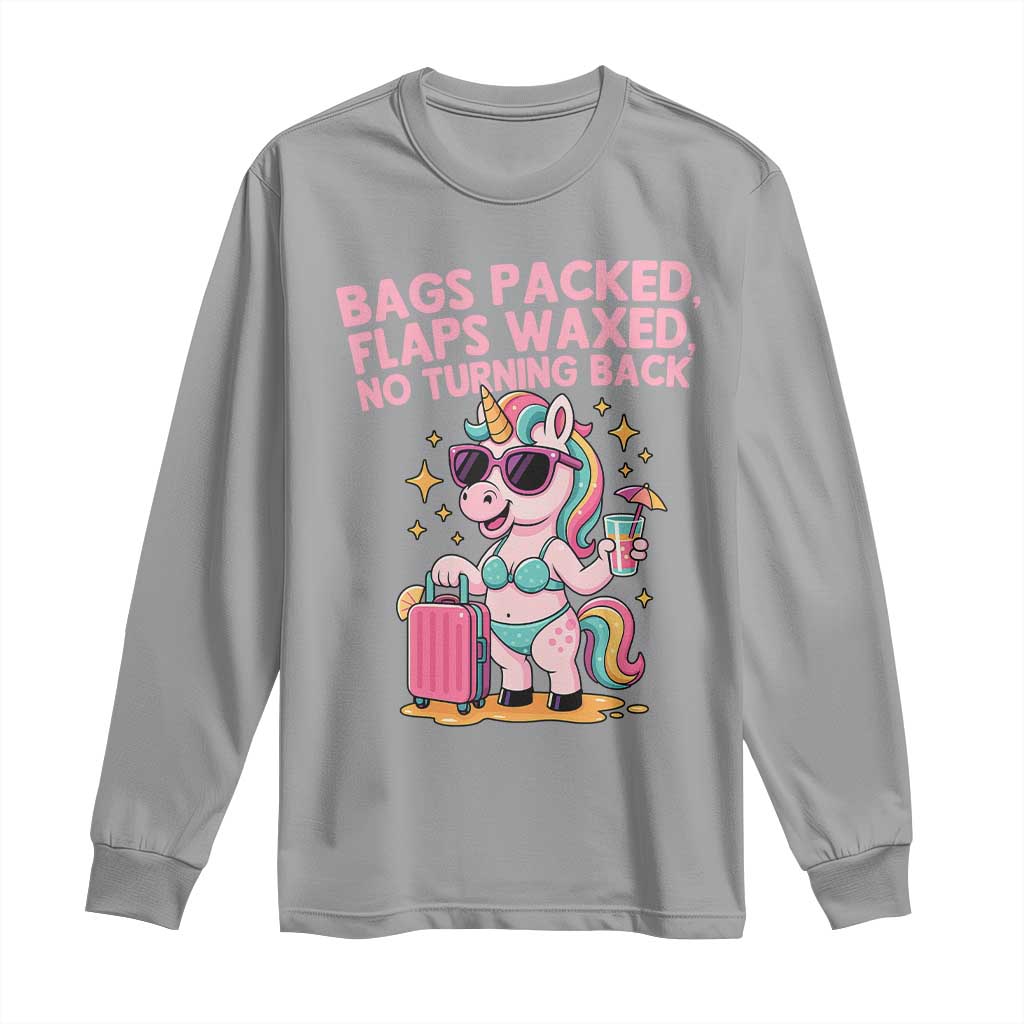 Funny Girls Trip Unicorn Long Sleeve Shirt Bags Packed Flaps Waxed No Turning Back Bikini Vacation Bachelorette TS02 Sport Gray Print Your Wear