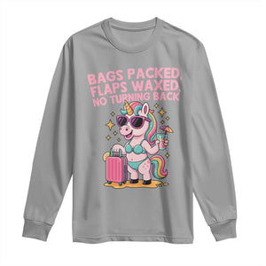 Funny Girls Trip Unicorn Long Sleeve Shirt Bags Packed Flaps Waxed No Turning Back Bikini Vacation Bachelorette TS02 Sport Gray Print Your Wear