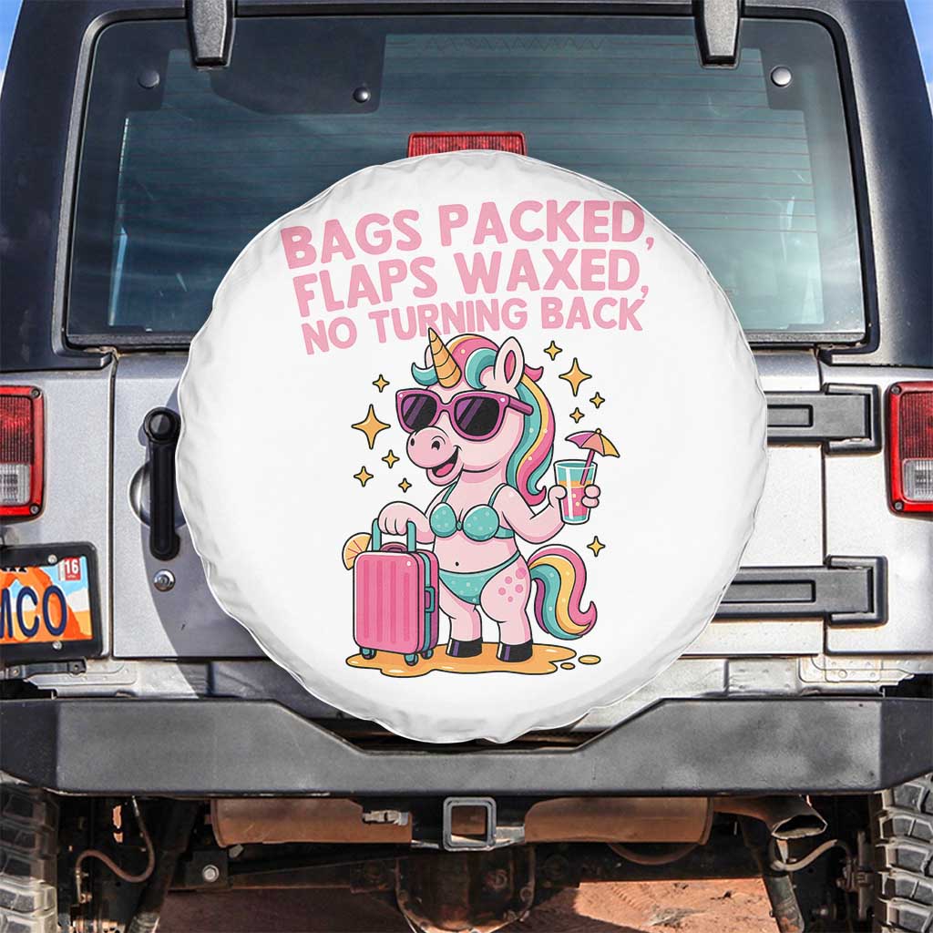 Funny Girls Trip Unicorn Spare Tire Cover Bags Packed Flaps Waxed No Turning Back Bikini Vacation Bachelorette TS02 No hole White Print Your Wear