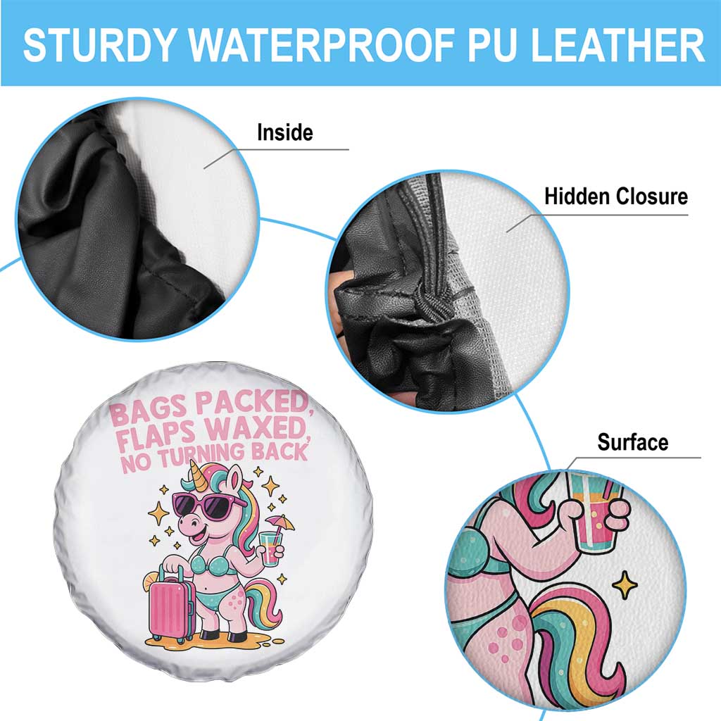 Funny Girls Trip Unicorn Spare Tire Cover Bags Packed Flaps Waxed No Turning Back Bikini Vacation Bachelorette TS02 Print Your Wear