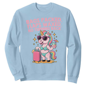 Funny Girls Trip Unicorn Sweatshirt Bags Packed Flaps Waxed No Turning Back Bikini Vacation Bachelorette TS02 Light Blue Print Your Wear
