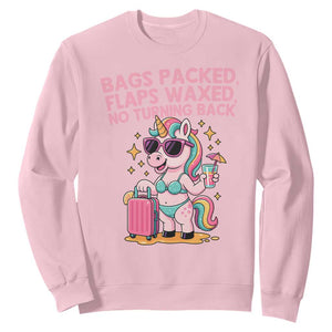 Funny Girls Trip Unicorn Sweatshirt Bags Packed Flaps Waxed No Turning Back Bikini Vacation Bachelorette TS02 Light Pink Print Your Wear