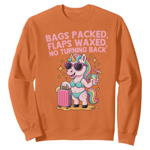 Funny Girls Trip Unicorn Sweatshirt Bags Packed Flaps Waxed No Turning Back Bikini Vacation Bachelorette TS02 Orange Print Your Wear