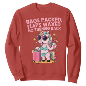 Funny Girls Trip Unicorn Sweatshirt Bags Packed Flaps Waxed No Turning Back Bikini Vacation Bachelorette TS02 Red Print Your Wear