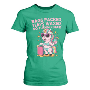 Funny Girls Trip Unicorn T Shirt For Women Bags Packed Flaps Waxed No Turning Back Bikini Vacation Bachelorette TS02 Irish Green Print Your Wear