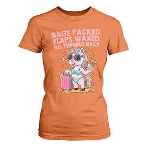 Funny Girls Trip Unicorn T Shirt For Women Bags Packed Flaps Waxed No Turning Back Bikini Vacation Bachelorette TS02 Orange Print Your Wear