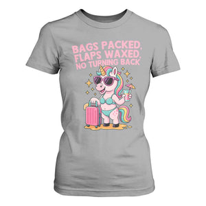 Funny Girls Trip Unicorn T Shirt For Women Bags Packed Flaps Waxed No Turning Back Bikini Vacation Bachelorette TS02 Sport Gray Print Your Wear