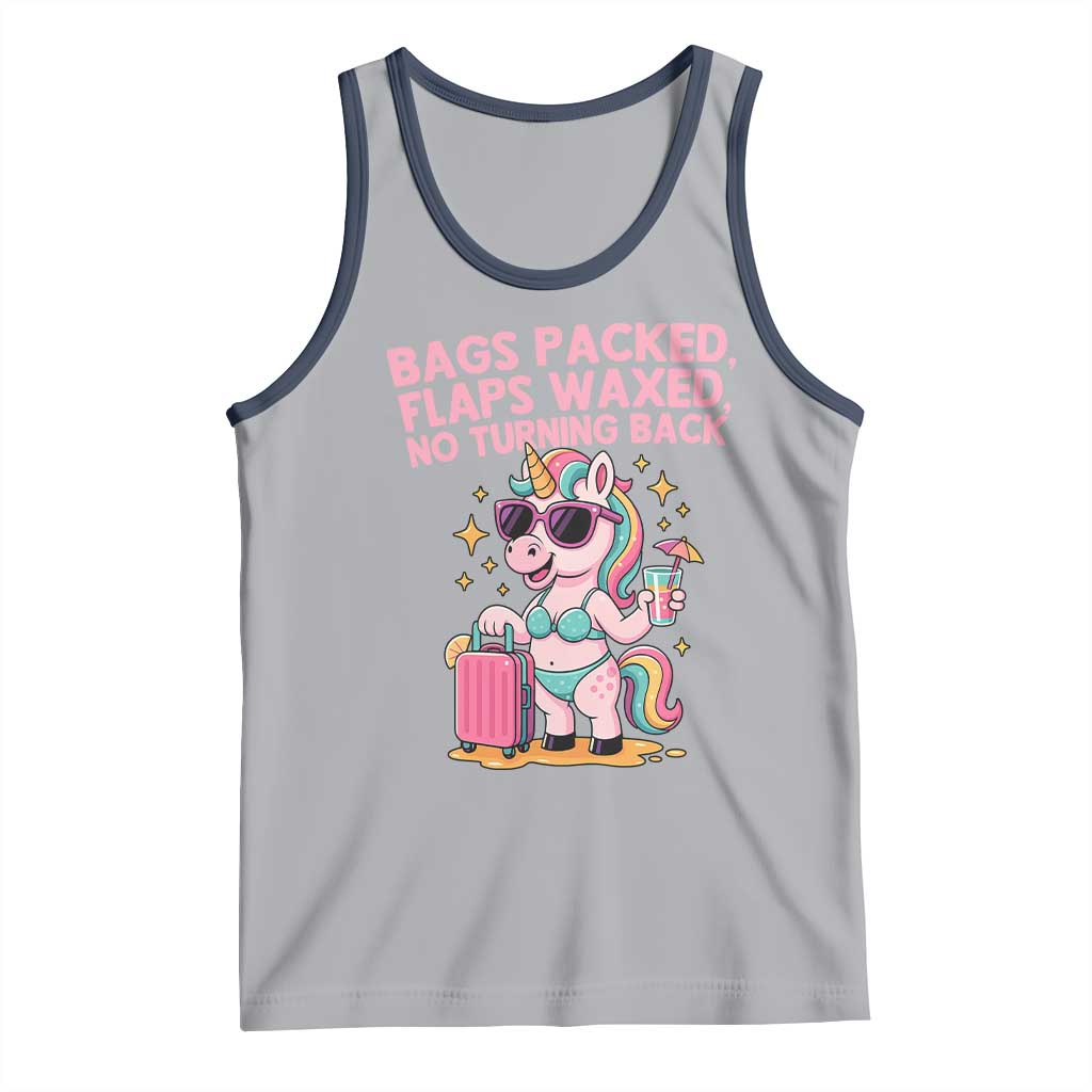 Funny Girls Trip Unicorn Tank Top Bags Packed Flaps Waxed No Turning Back Bikini Vacation Bachelorette TS02 Athletic Heather Navy Print Your Wear