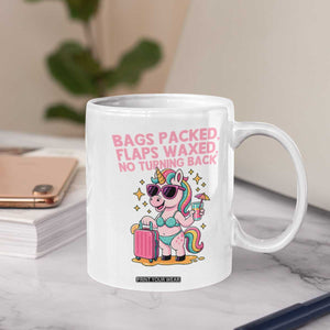 Funny Girls Trip Unicorn Coffee Mug Bags Packed Flaps Waxed No Turning Back Bikini Vacation Bachelorette TS02 Print Your Wear