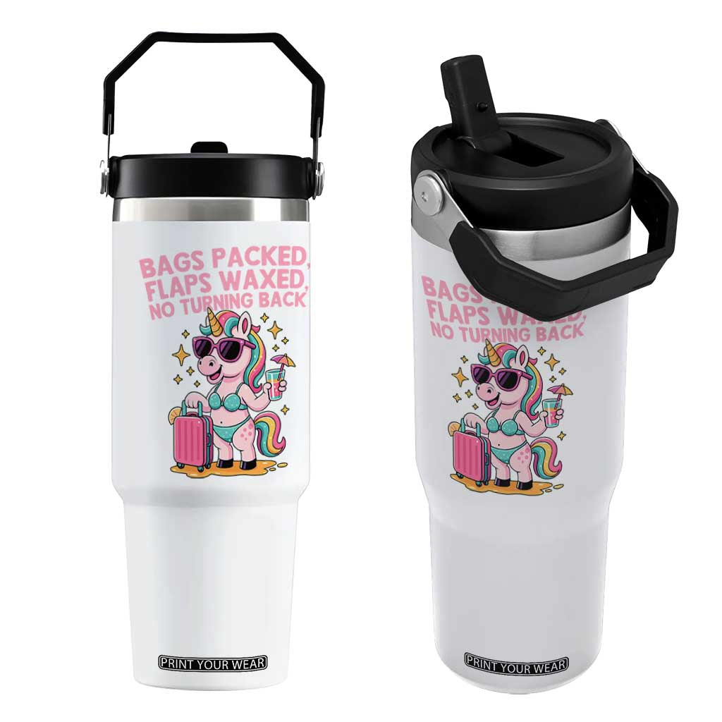 Funny Girls Trip Unicorn Flip Straw Tumbler Bags Packed Flaps Waxed No Turning Back Bikini Vacation Bachelorette TS02 One Size: 30 oz White Print Your Wear