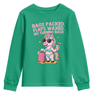 Funny Girls Trip Unicorn Youth Sweatshirt Bags Packed Flaps Waxed No Turning Back Bikini Vacation Bachelorette TS02 Irish Green Print Your Wear