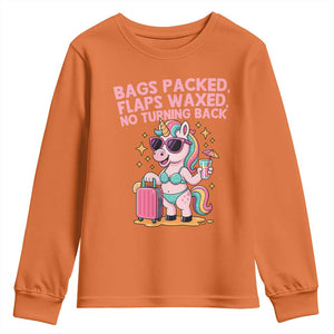 Funny Girls Trip Unicorn Youth Sweatshirt Bags Packed Flaps Waxed No Turning Back Bikini Vacation Bachelorette TS02 Orange Print Your Wear