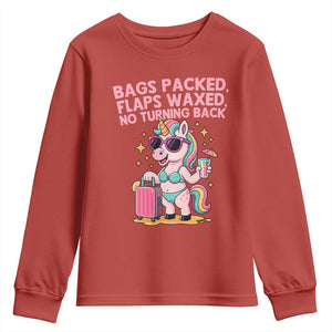 Funny Girls Trip Unicorn Youth Sweatshirt Bags Packed Flaps Waxed No Turning Back Bikini Vacation Bachelorette TS02 Red Print Your Wear