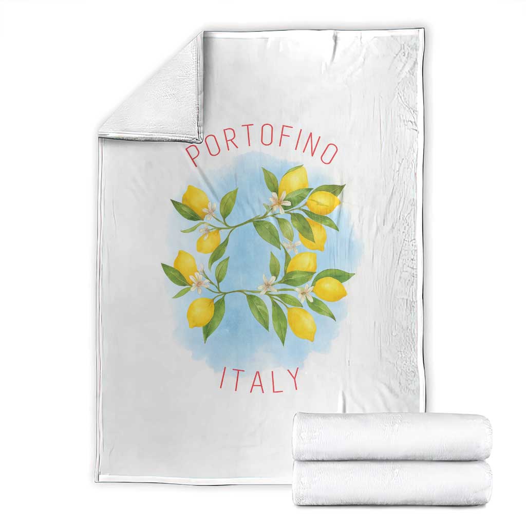 Portofino Italy Lemons Throw Blanket Vintage Coastal Europe Travel Summer Vibe Aesthetic TS02 White Print Your Wear