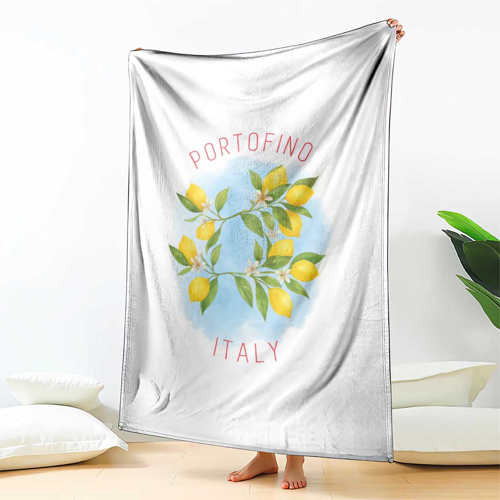 Portofino Italy Lemons Throw Blanket Vintage Coastal Europe Travel Summer Vibe Aesthetic TS02 Print Your Wear