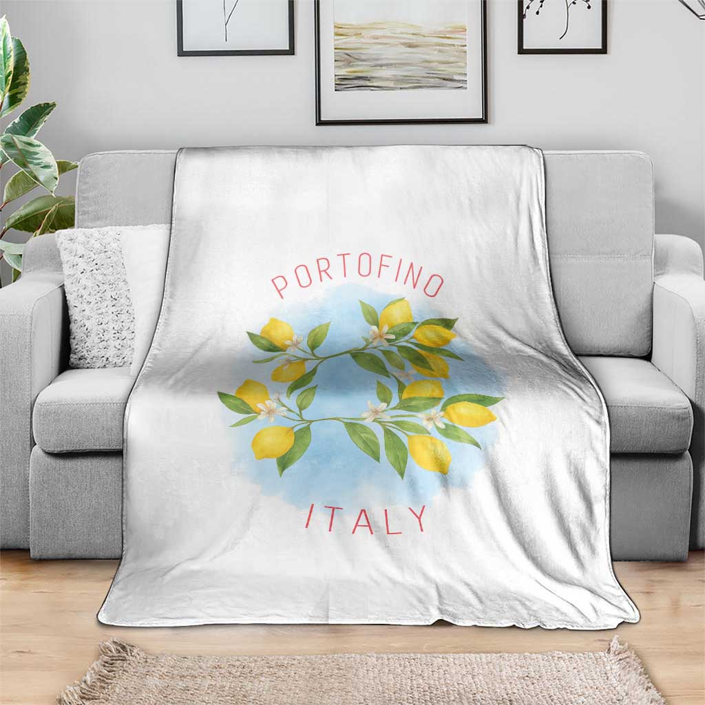 Portofino Italy Lemons Throw Blanket Vintage Coastal Europe Travel Summer Vibe Aesthetic TS02 Print Your Wear