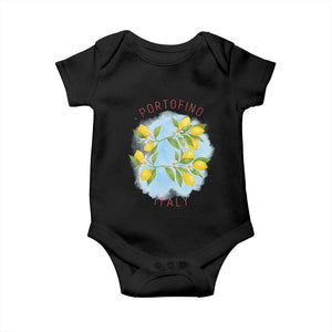 Portofino Italy Lemons Baby Onesie Vintage Coastal Europe Travel Summer Vibe Aesthetic TS02 Black Print Your Wear