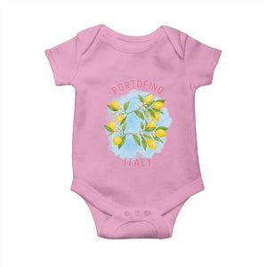 Portofino Italy Lemons Baby Onesie Vintage Coastal Europe Travel Summer Vibe Aesthetic TS02 Light Pink Print Your Wear