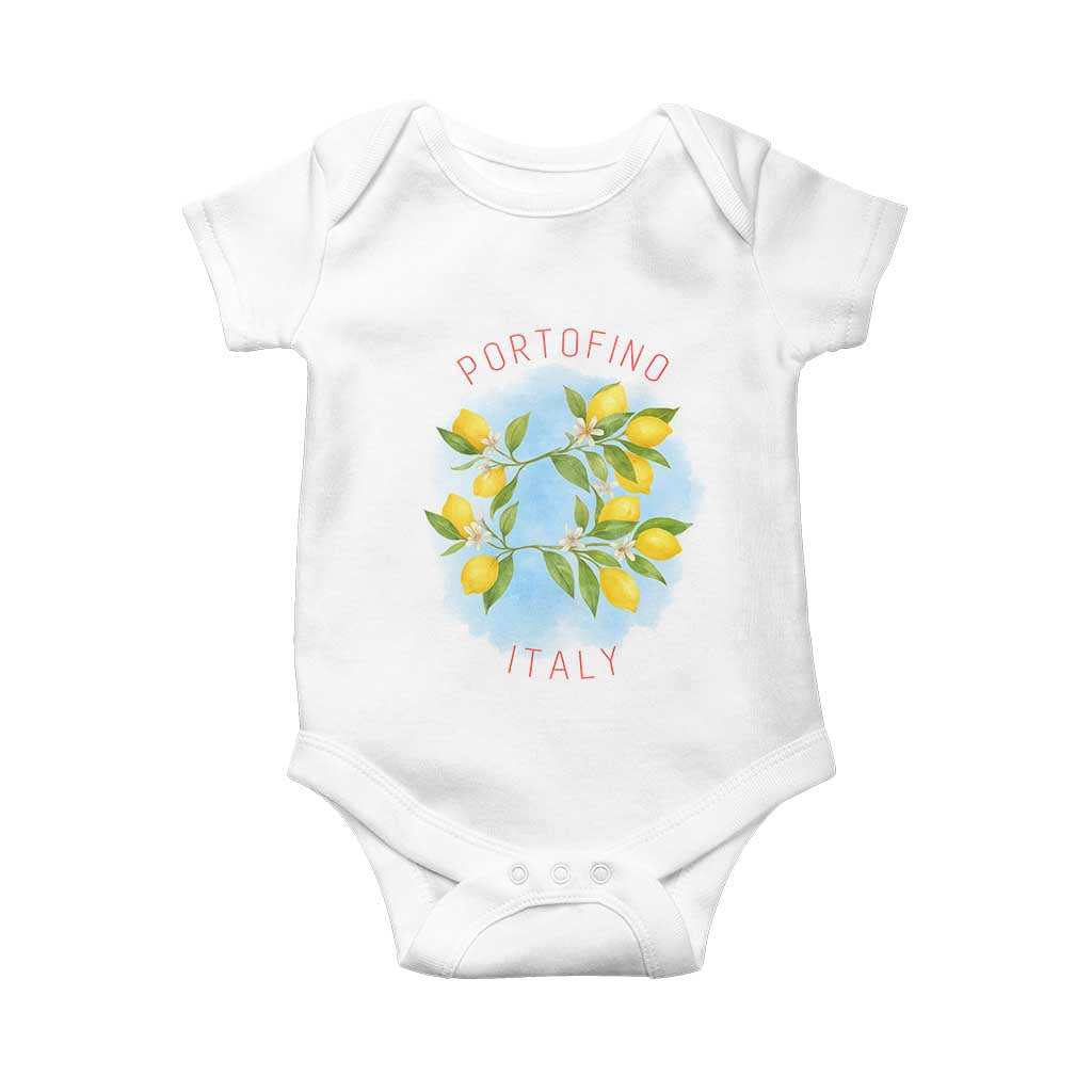 Portofino Italy Lemons Baby Onesie Vintage Coastal Europe Travel Summer Vibe Aesthetic TS02 White Print Your Wear